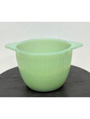 Fire King Jadeite Ribbed Jane Ray Sugar Bowl (No Lid) Anchor Hocking Green Glass